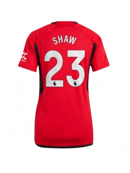 Billige Manchester United Luke Shaw #23 Hjemmedrakt Dame 2023-24 Kortermet